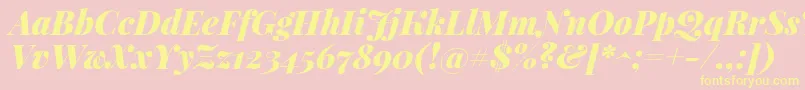 PlayfairdisplayBlackitalic-Schriftart – Gelbe Schriften auf rosa Hintergrund