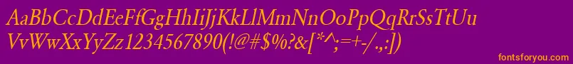 UrwgaramondtextnarOblique Font – Orange Fonts on Purple Background