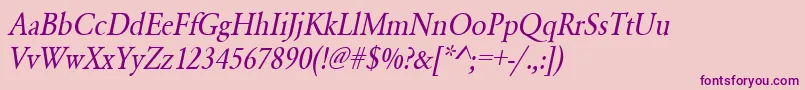 UrwgaramondtextnarOblique Font – Purple Fonts on Pink Background