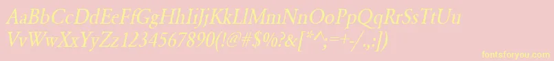 UrwgaramondtextnarOblique Font – Yellow Fonts on Pink Background