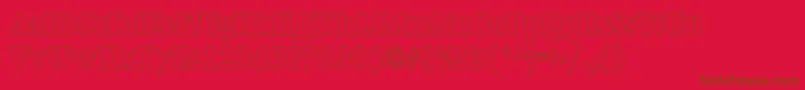 AlfredoHeavyHollowCondensed Font – Brown Fonts on Red Background