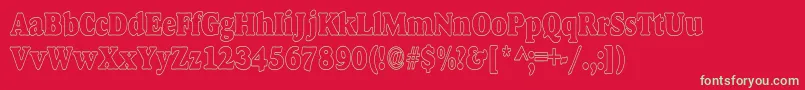 AlfredoHeavyHollowCondensed-Schriftart – Grüne Schriften auf rotem Hintergrund