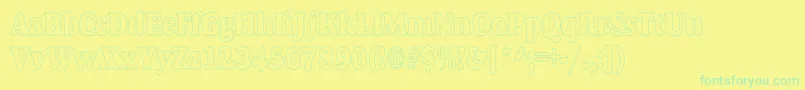 AlfredoHeavyHollowCondensed-fontti – vihreät fontit keltaisella taustalla