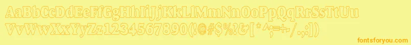 Czcionka AlfredoHeavyHollowCondensed – pomarańczowe czcionki na żółtym tle