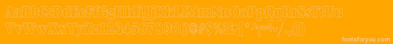 AlfredoHeavyHollowCondensed-Schriftart – Rosa Schriften auf orangefarbenem Hintergrund