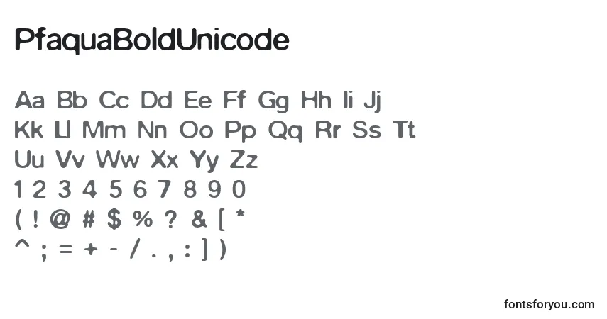 PfaquaBoldUnicode-fontti – aakkoset, numerot, erikoismerkit
