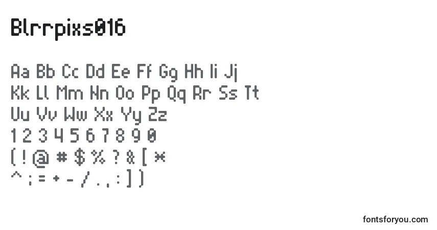 Шрифт Blrrpixs016 – алфавит, цифры, специальные символы