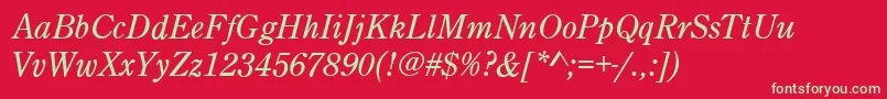 Saiba mais sobre a fonte CenturyOldStyleItalic Fonte CenturyOldStyleItalic – fontes verdes em um fundo vermelho