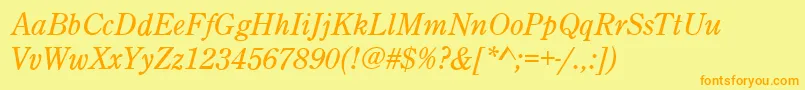 フォントCenturyOldStyleItalic – オレンジの文字が黄色の背景にあります。