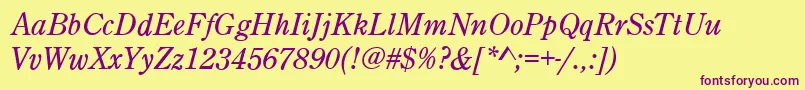 CenturyOldStyleItalic Font – Purple Fonts on Yellow Background