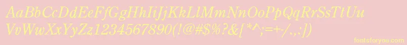 CenturyOldStyleItalic-Schriftart – Gelbe Schriften auf rosa Hintergrund