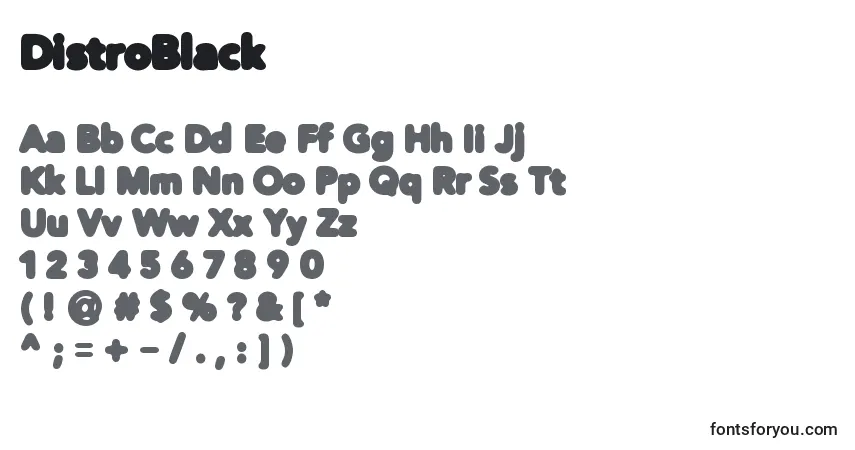 Schriftart DistroBlack – Alphabet, Zahlen, spezielle Symbole