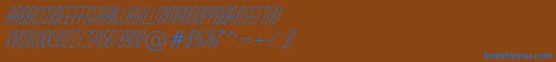AHuxleyItalic-Schriftart – Blaue Schriften auf braunem Hintergrund
