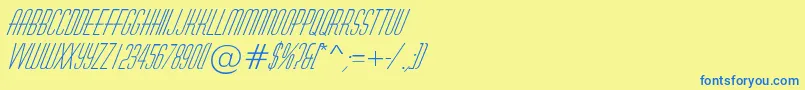 Fonte AHuxleyItalic – fontes azuis em um fundo amarelo