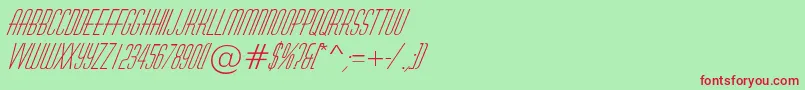 フォントAHuxleyItalic – 赤い文字の緑の背景