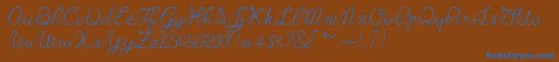 Lace1.0-Schriftart – Blaue Schriften auf braunem Hintergrund