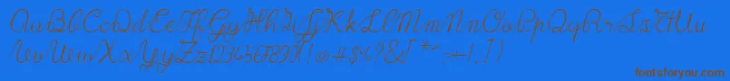 Lace1.0-Schriftart – Braune Schriften auf blauem Hintergrund