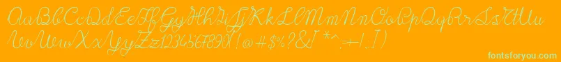 Lace1.0-Schriftart – Grüne Schriften auf orangefarbenem Hintergrund