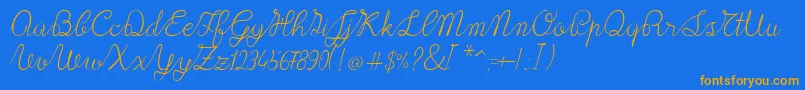 Lace1.0-Schriftart – Orangefarbene Schriften auf blauem Hintergrund