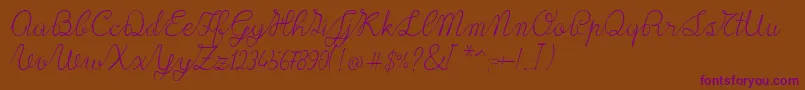 Lace1.0-Schriftart – Violette Schriften auf braunem Hintergrund