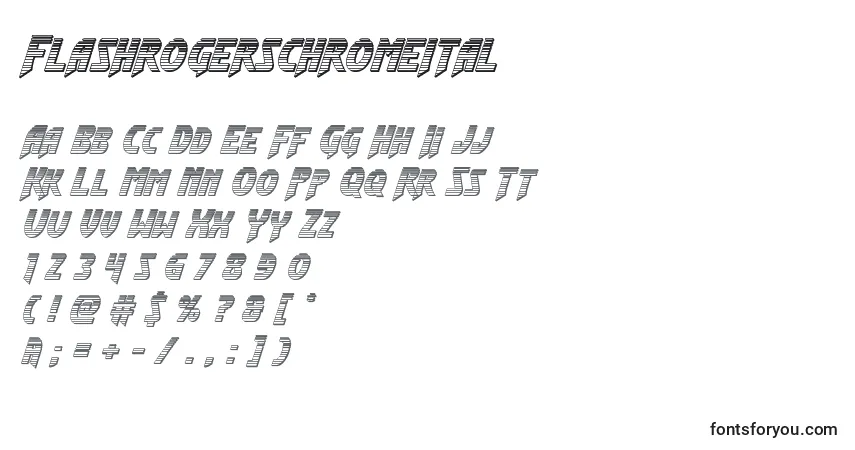 Schriftart Flashrogerschromeital – Alphabet, Zahlen, spezielle Symbole