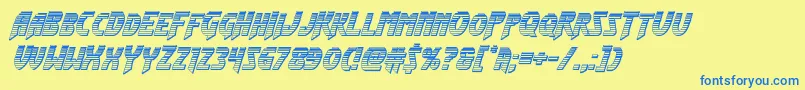 フォントFlashrogerschromeital – 青い文字が黄色の背景にあります。