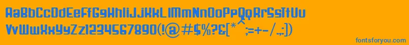 SpaceshipBullet-Schriftart – Blaue Schriften auf orangefarbenem Hintergrund