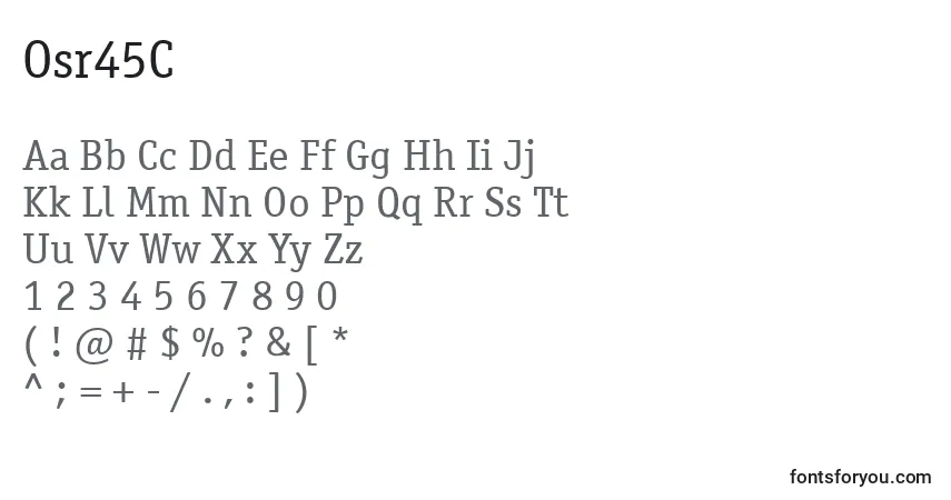 Schriftart Osr45C – Alphabet, Zahlen, spezielle Symbole