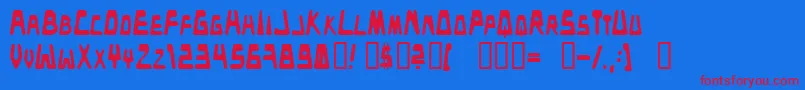 フォントDanceclub – 赤い文字の青い背景