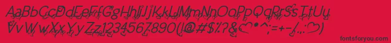 DreamLoveValentineItalic-Schriftart – Schwarze Schriften auf rotem Hintergrund