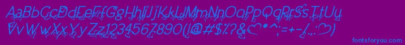 DreamLoveValentineItalic Font – Blue Fonts on Purple Background