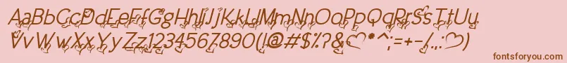 Шрифт DreamLoveValentineItalic – коричневые шрифты на розовом фоне