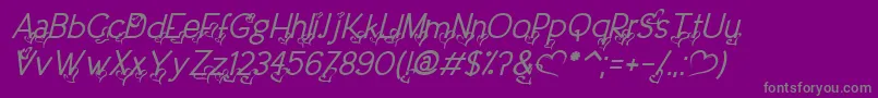 フォントDreamLoveValentineItalic – 紫の背景に灰色の文字