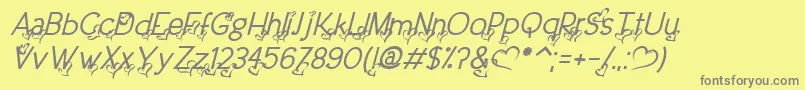 フォントDreamLoveValentineItalic – 黄色の背景に灰色の文字