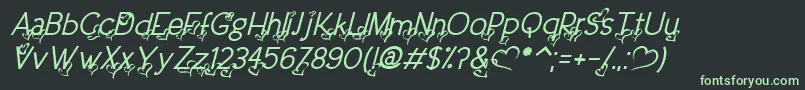 フォントDreamLoveValentineItalic – 黒い背景に緑の文字