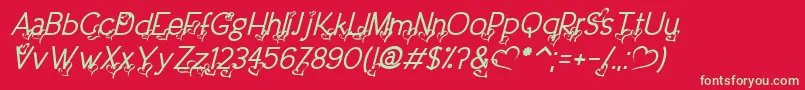 DreamLoveValentineItalic-Schriftart – Grüne Schriften auf rotem Hintergrund
