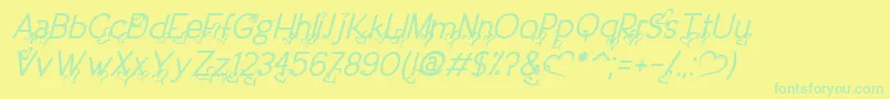 フォントDreamLoveValentineItalic – 黄色い背景に緑の文字