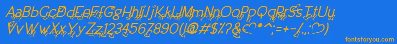 DreamLoveValentineItalic Font – Orange Fonts on Blue Background