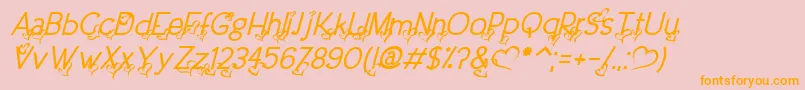 DreamLoveValentineItalic-fontti – oranssit fontit vaaleanpunaisella taustalla