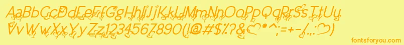 fuente DreamLoveValentineItalic – Fuentes Naranjas Sobre Fondo Amarillo