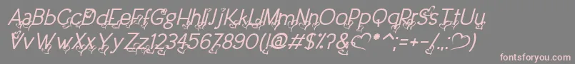 フォントDreamLoveValentineItalic – 灰色の背景にピンクのフォント