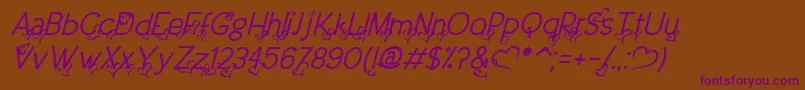 DreamLoveValentineItalic-Schriftart – Violette Schriften auf braunem Hintergrund