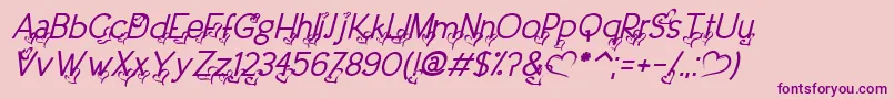 Police DreamLoveValentineItalic – polices violettes sur fond rose