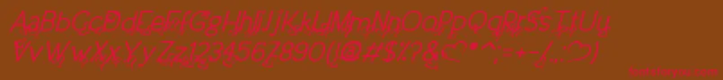Fonte DreamLoveValentineItalic – fontes vermelhas em um fundo marrom