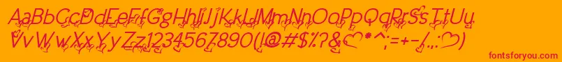 fuente DreamLoveValentineItalic – Fuentes Rojas Sobre Fondo Naranja