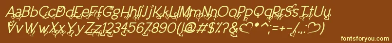 fuente DreamLoveValentineItalic – Fuentes Amarillas Sobre Fondo Marrón