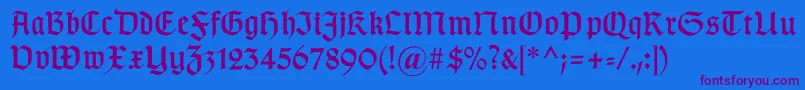 Weitere Informationen zur Gotischc-Schriftart Gotischc-Schriftart – Violette Schriften auf blauem Hintergrund
