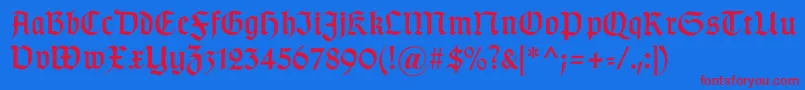 Gotischc Font – Red Fonts on Blue Background