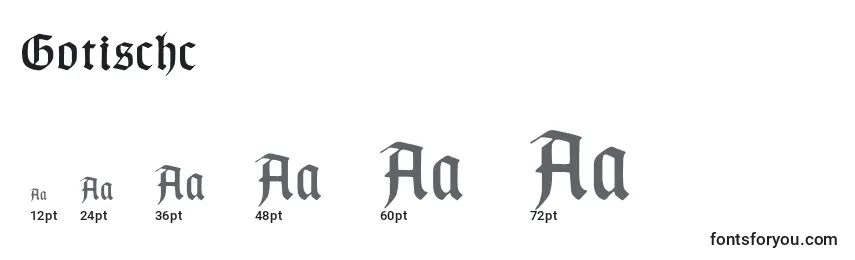 Размеры шрифта Gotischc
