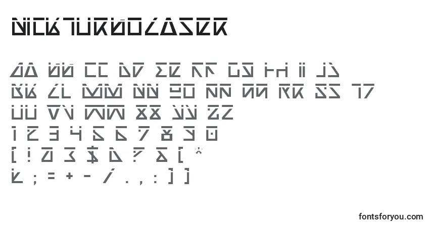 A fonte NickTurboLaser – alfabeto, números, caracteres especiais